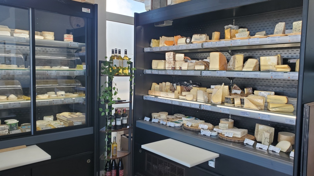 View of cheeses at Le Comptoir des fromages, St. Martin